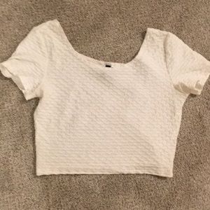 White Textured Crop Top
